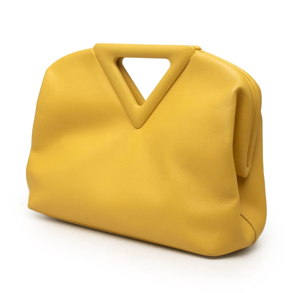 Bottega Veneta Medium Leather The Point Triangle Satchel Yellow Leather Good - Back View