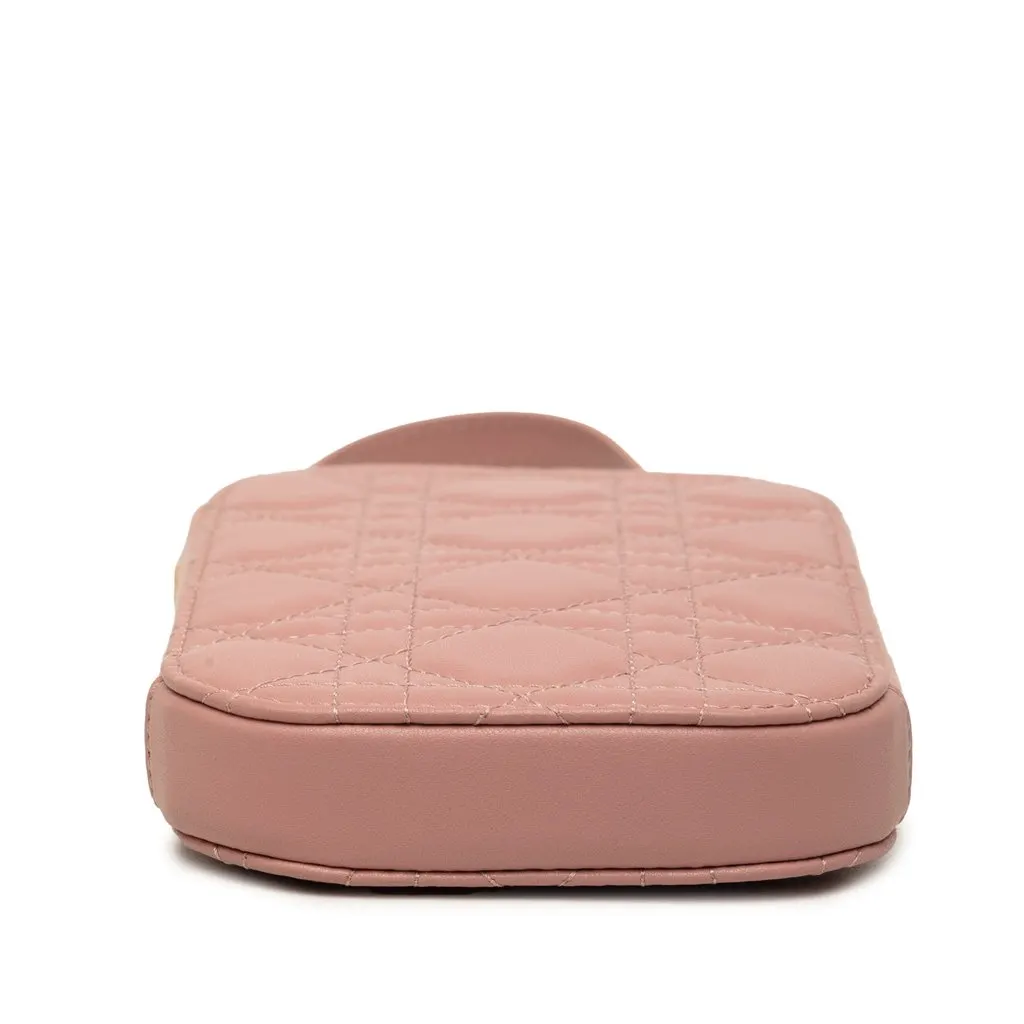 Dior Lambskin Cannage Lady Dior Call in Phone Holder Pink Leather Very good - Inside View