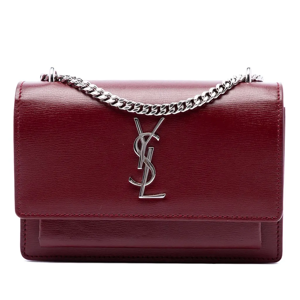 Saint Laurent Small Calfskin Monogram Sunset Crossbody Red Leather Good - Front View