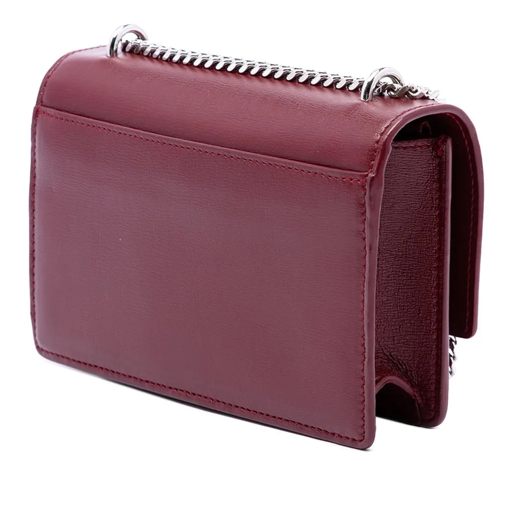 Saint Laurent Small Calfskin Monogram Sunset Crossbody Red Leather Good - Back View