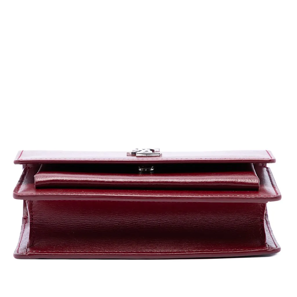 Saint Laurent Small Calfskin Monogram Sunset Crossbody Red Leather Good - Inside View