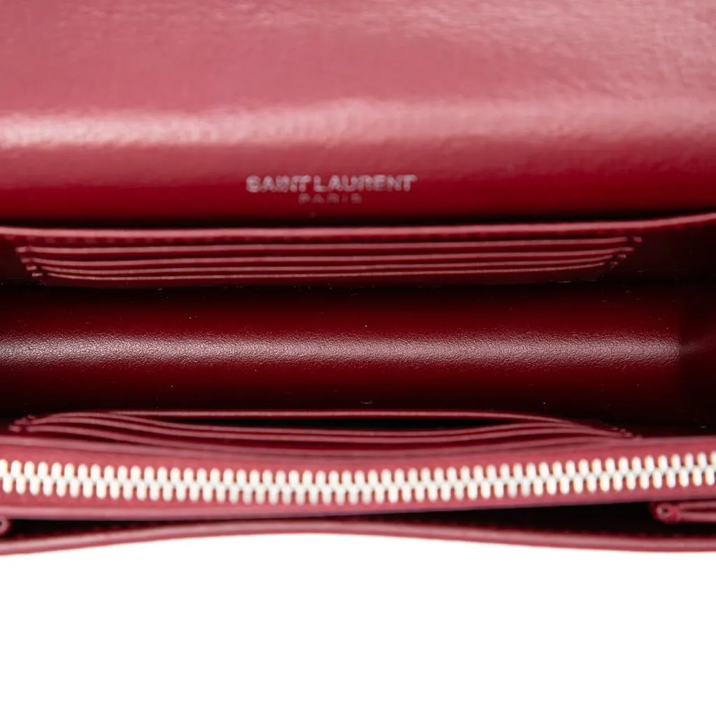Saint Laurent Small Calfskin Monogram Sunset Crossbody Red Leather Good - Model View