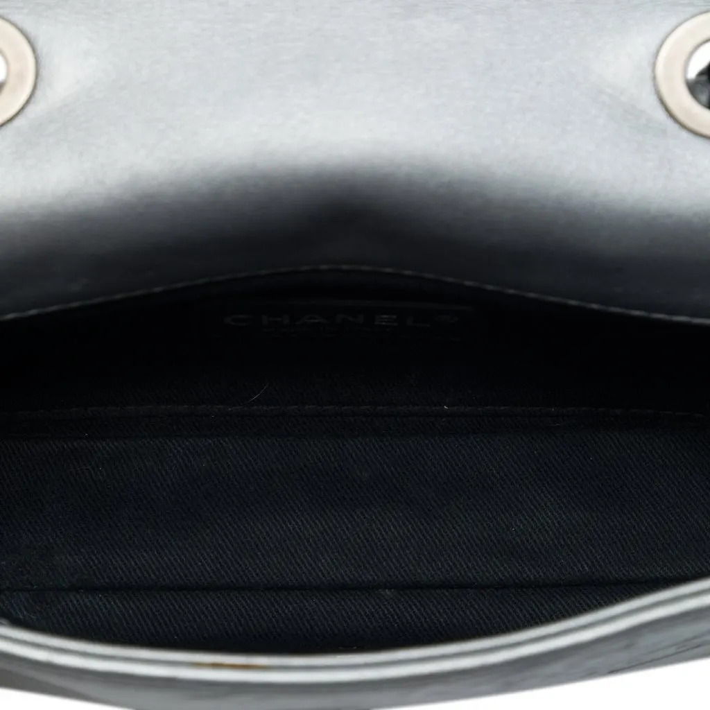 Chanel Small Embossed Metallic Calfskin Precious Symbols Flap Silver Leather Very good - Model View