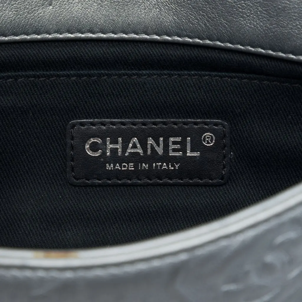 Chanel Small Embossed Metallic Calfskin Precious Symbols Flap Silver Leather Very good - Box View