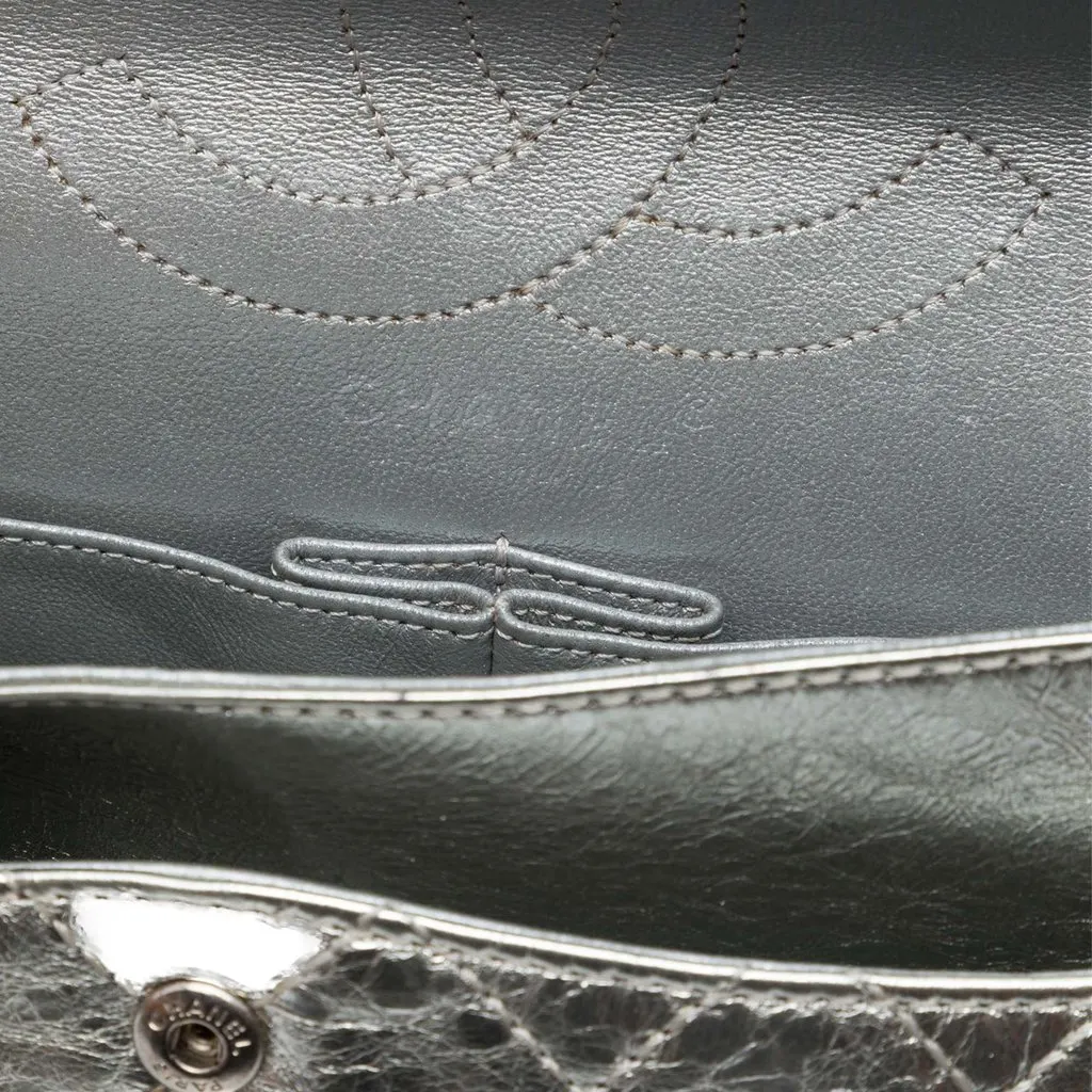 Chanel Quilted Metallic Aged Calfskin Reissue 2.55 Double Flap 226 Silver Leather Very good - Box View