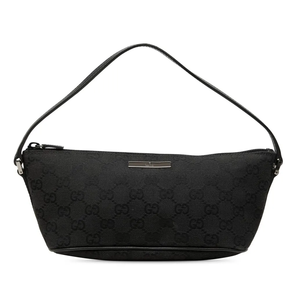 Gucci GG Canvas Boat Black Canvas Good - Front View