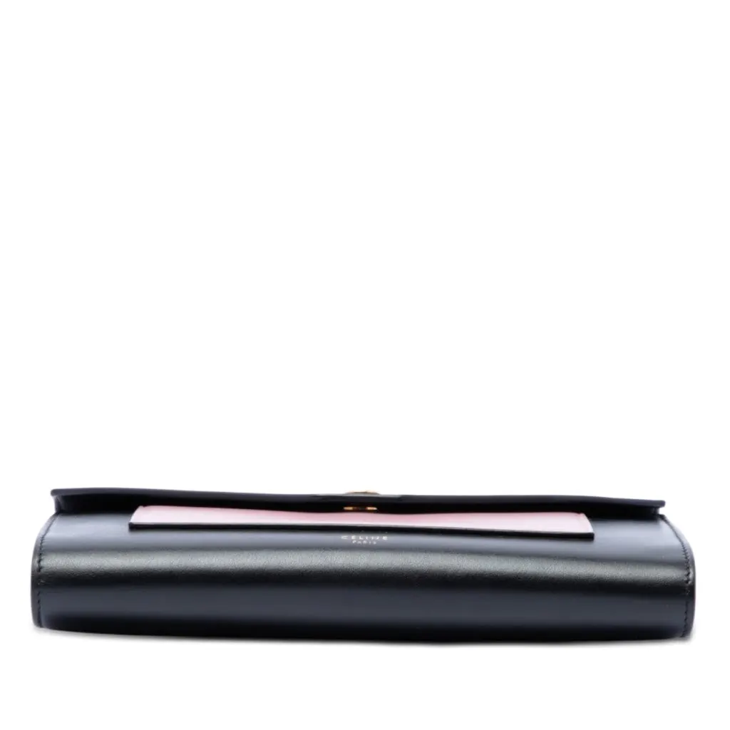 Celine Bicolor Leather Pocket Envelope Wallet On Chain Black Leather Very good - Inside View