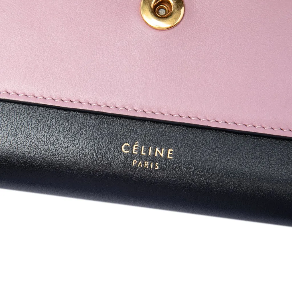 Celine Bicolor Leather Pocket Envelope Wallet On Chain Black Leather Very good - Box View