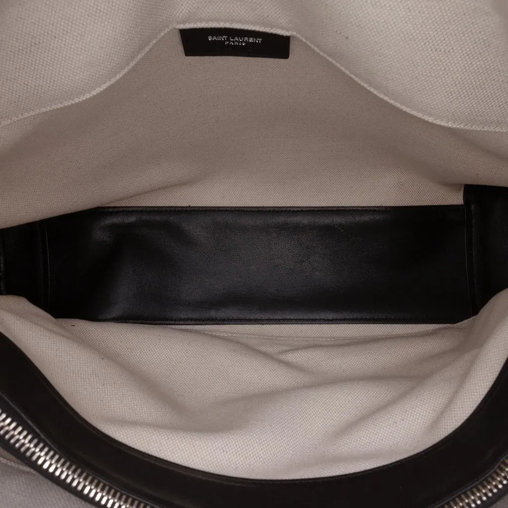 Saint Laurent Large Canvas Sac de Jour Satchel Brown Canvas Good - Model View