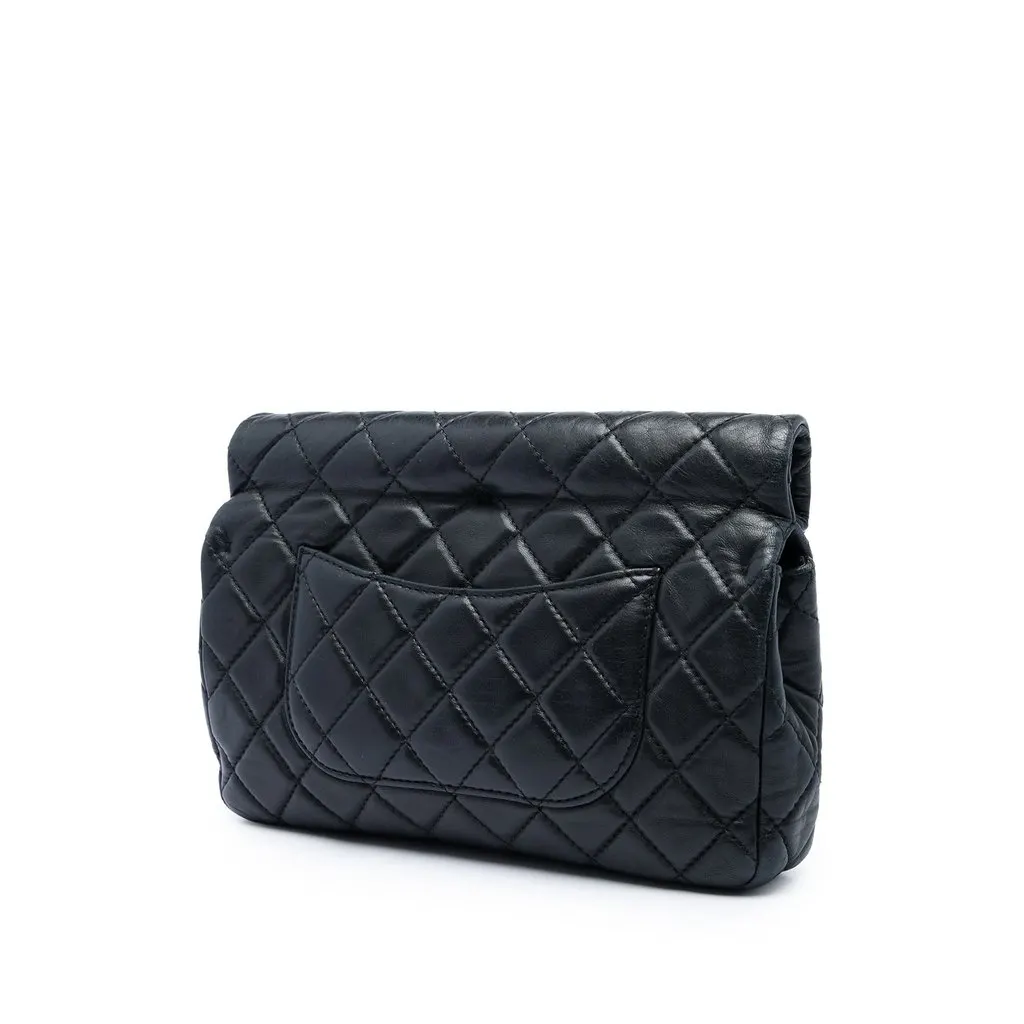 Chanel Quilted Lambskin Reissue 2.55 Roll Clutch Black Leather Very good - Back View