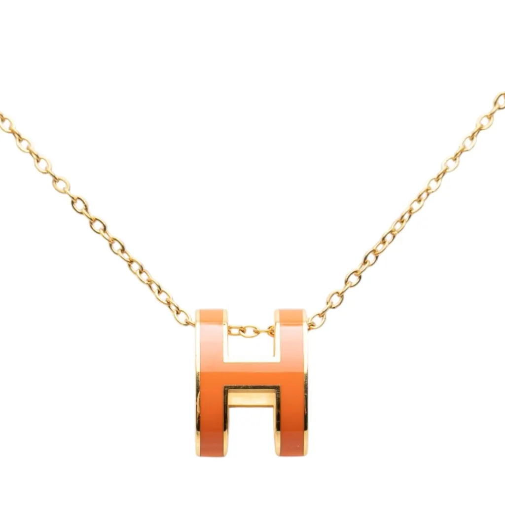 Hermès Gold Plated Enamel Pop H Pendant Necklace Gold Metal Very good - Inside View