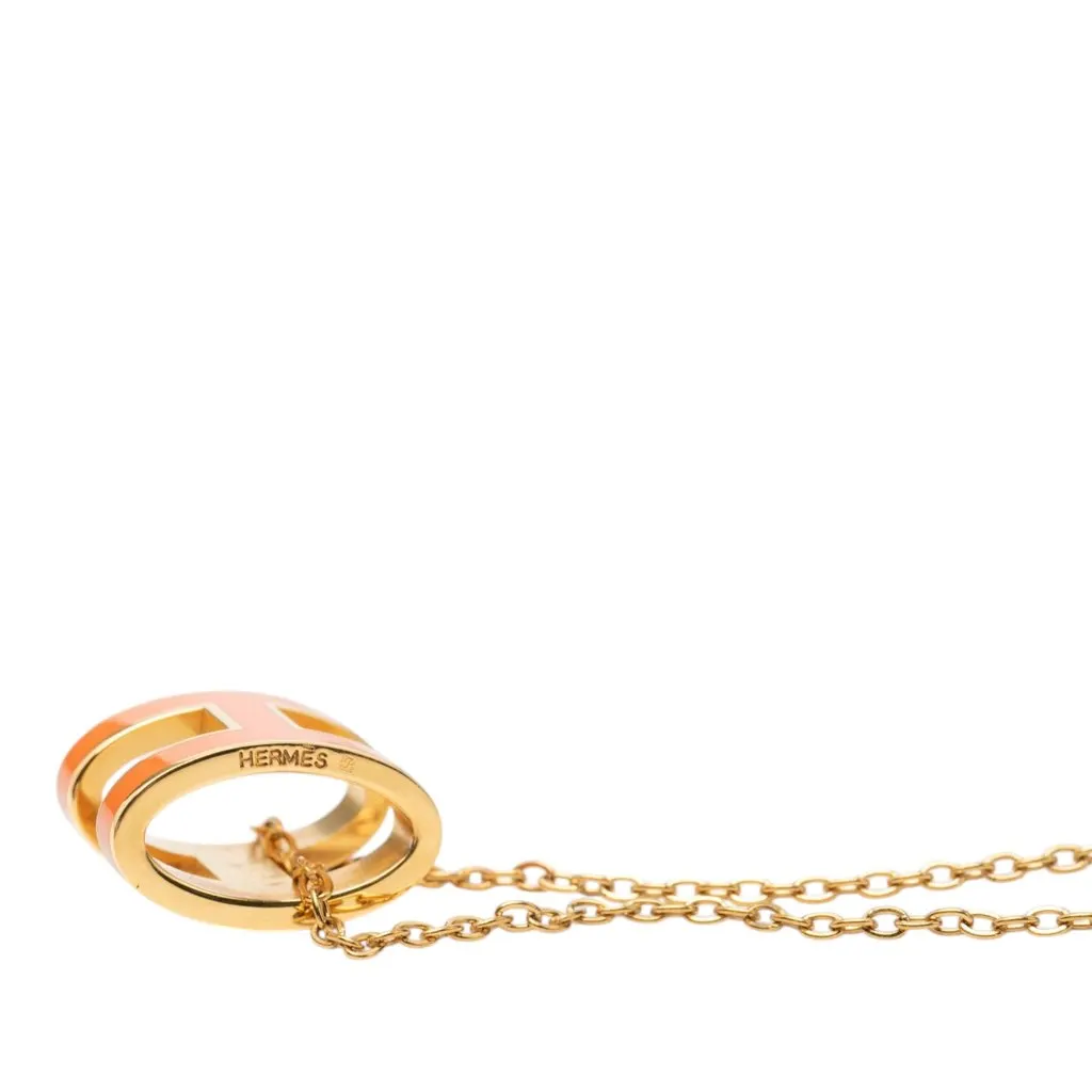 Hermès Gold Plated Enamel Pop H Pendant Necklace Gold Metal Very good - Model View