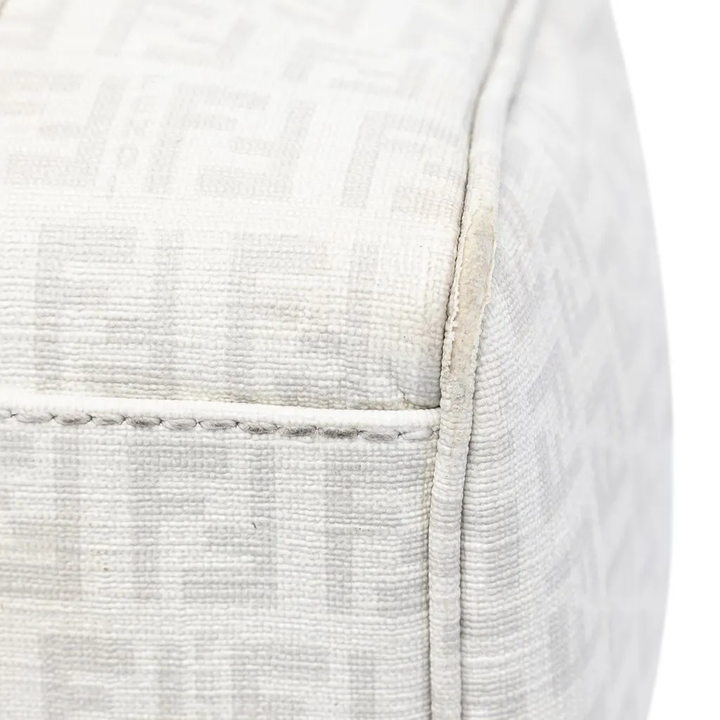 Fendi Zucchino Coated Canvas Boston Bag White Good - Box View