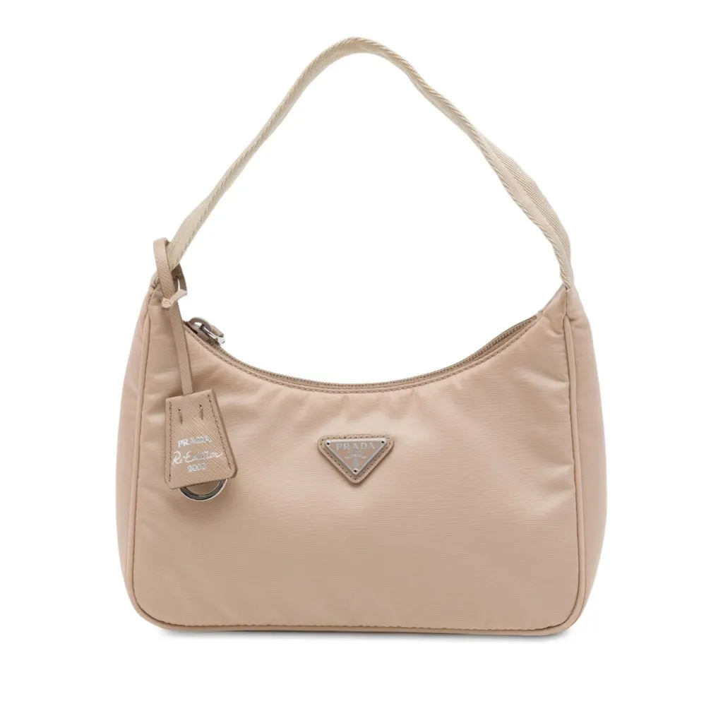 Prada Mini Tessuto Re Edition 2000 Shoulder Bag Beige Polyamide Very good - Front View