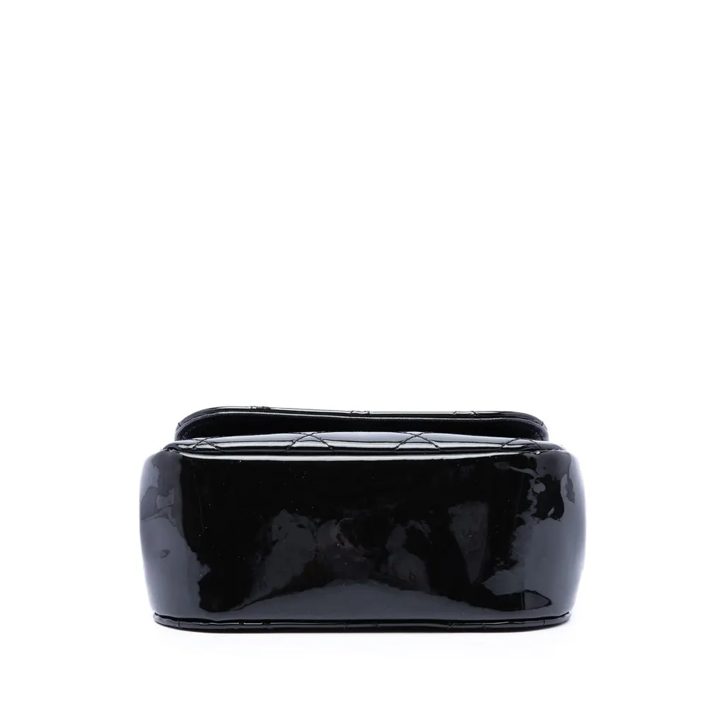 Chanel CC Quilted Patent Frame Flap Clutch with Chain Black Leather Good - Inside View