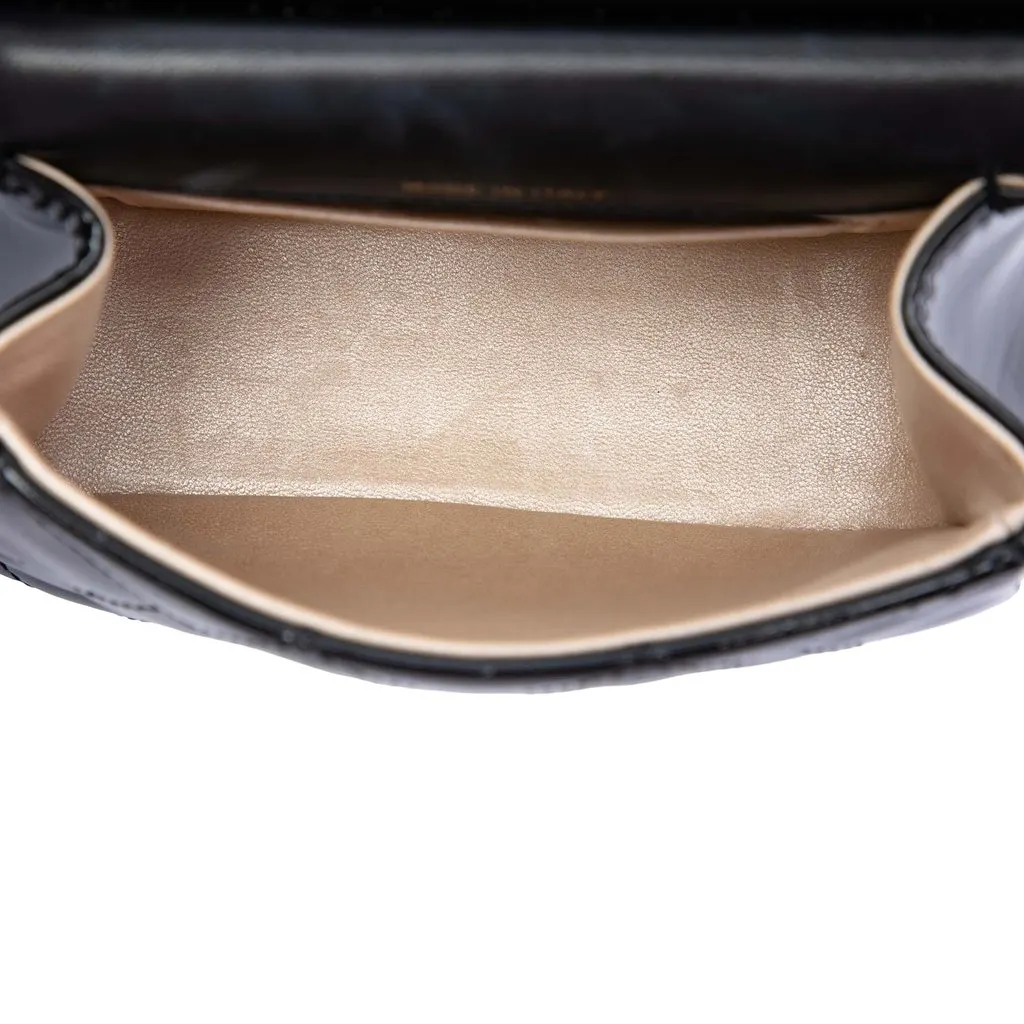 Chanel CC Quilted Patent Frame Flap Clutch with Chain Black Leather Good - Model View