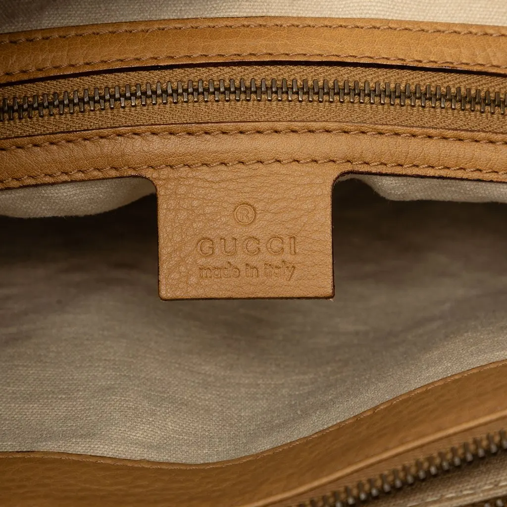 Gucci Calfskin Bamboo Handbag Brown Leather Good - Box View