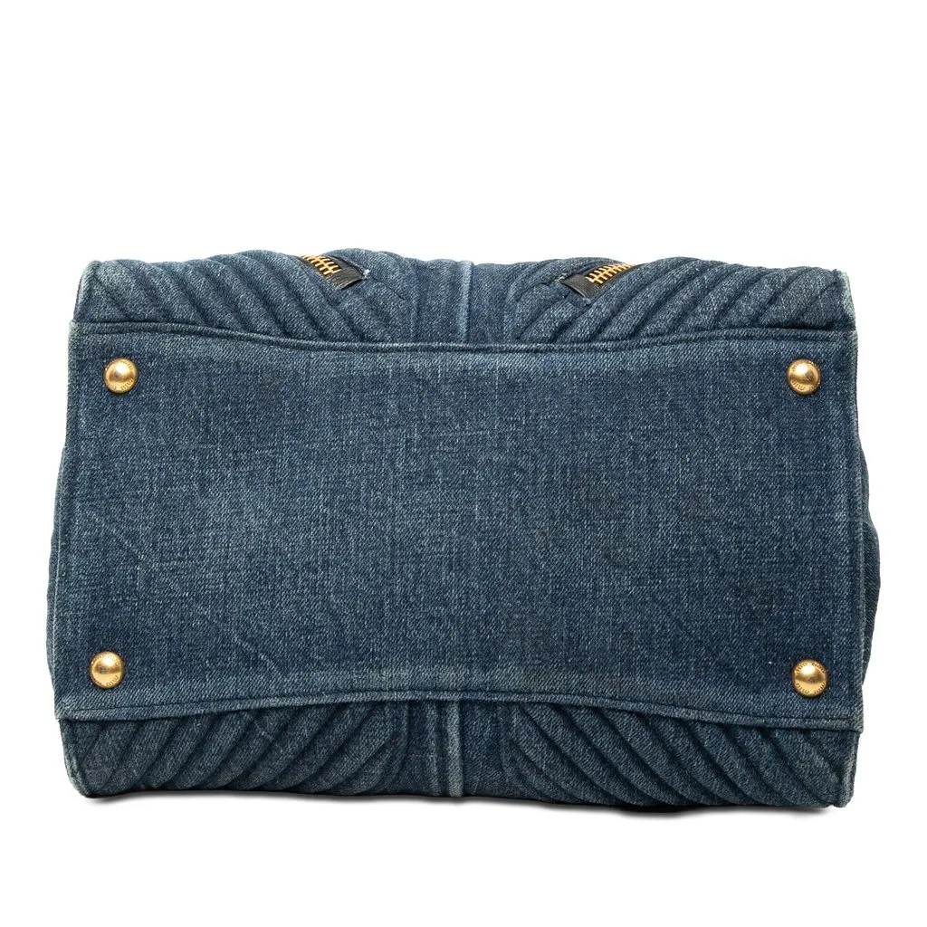 Miu Miu Matelasse Denim Biker Tote Blue Very good - Inside View