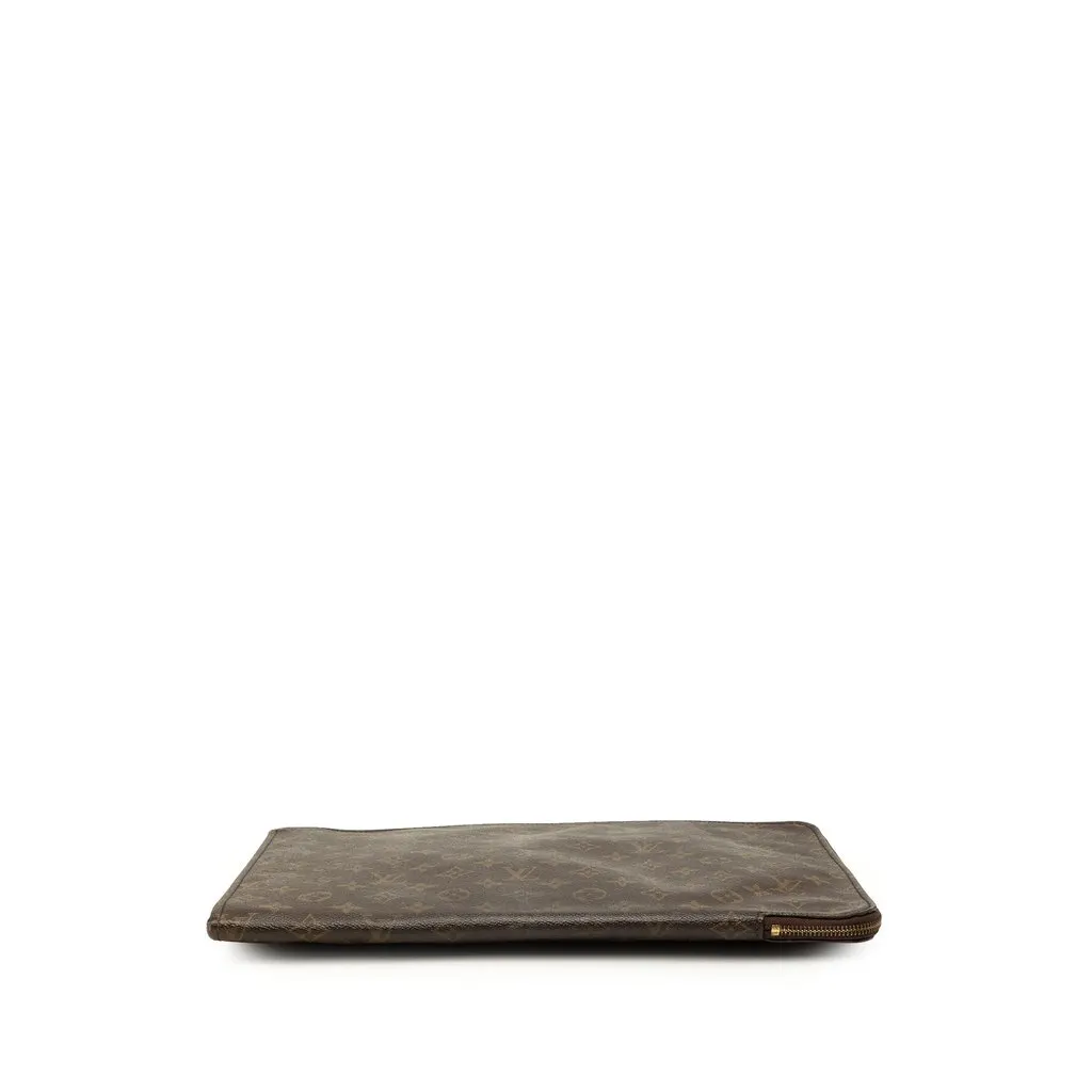 Louis Vuitton Monogram Poche Documents Portfolio Brown Canvas Good - Inside View