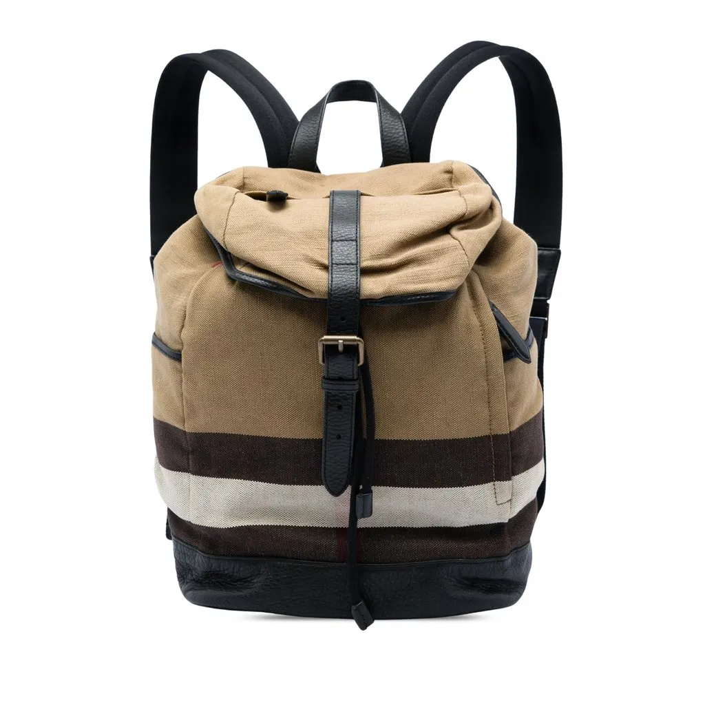 Burberry Mega Check Canvas Drifton Backpack Brown Very good - Front View