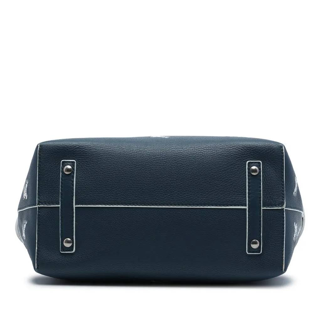 Burberry Medium Grained Calfskin Embroidered Equestrian Knight Marais Belt Bag Blue Leather Very good - Inside View