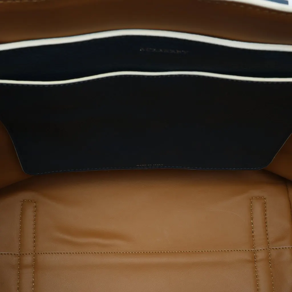 Burberry Medium Grained Calfskin Embroidered Equestrian Knight Marais Belt Bag Blue Leather Very good - Model View