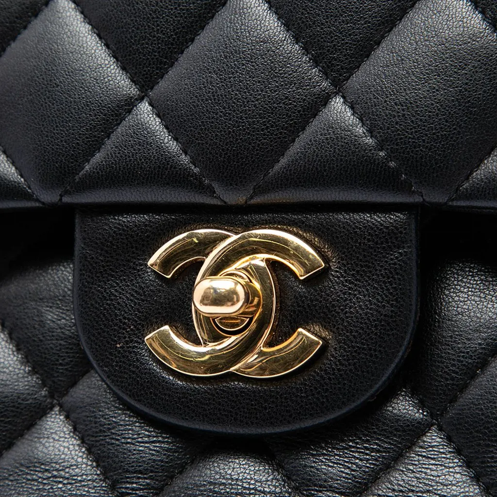Chanel Medium Classic Lambskin Double Flap Black Leather Very good - Box View