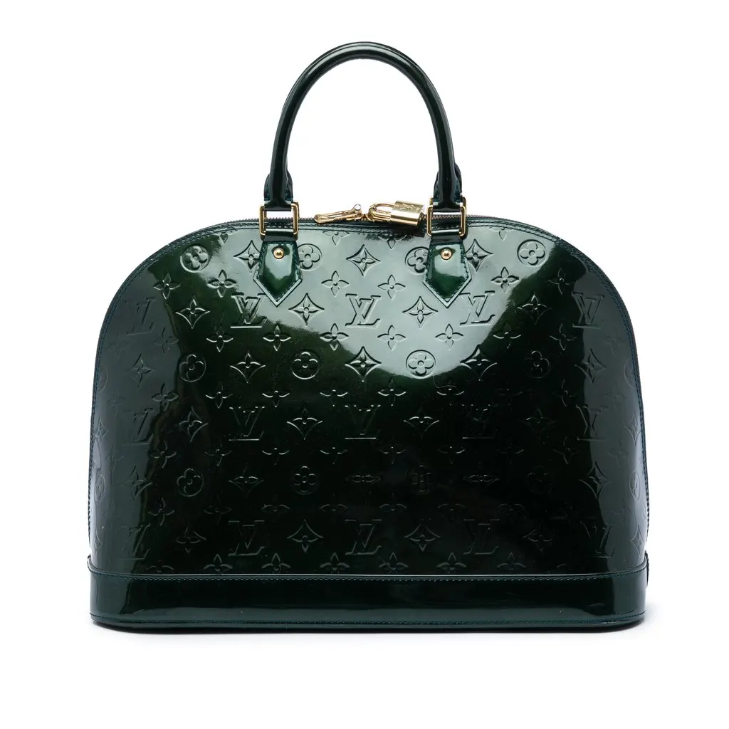 Louis Vuitton Monogram Vernis Alma GM Green Leather Good - Front View
