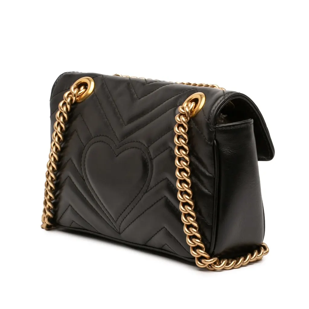 Gucci Small GG Marmont Matelasse Calfskin Shoulder Bag Black Leather Very good - Back View