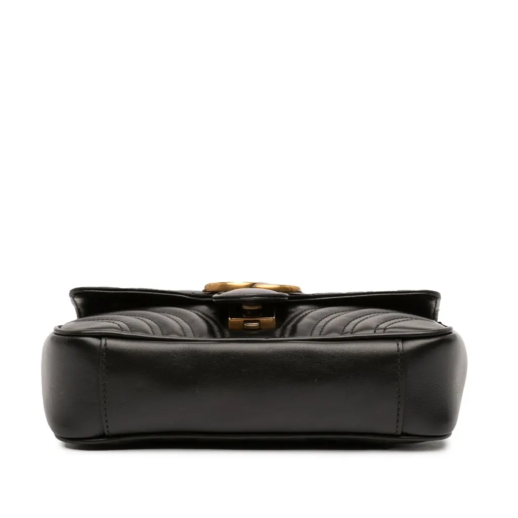 Gucci Small GG Marmont Matelasse Calfskin Shoulder Bag Black Leather Very good - Inside View