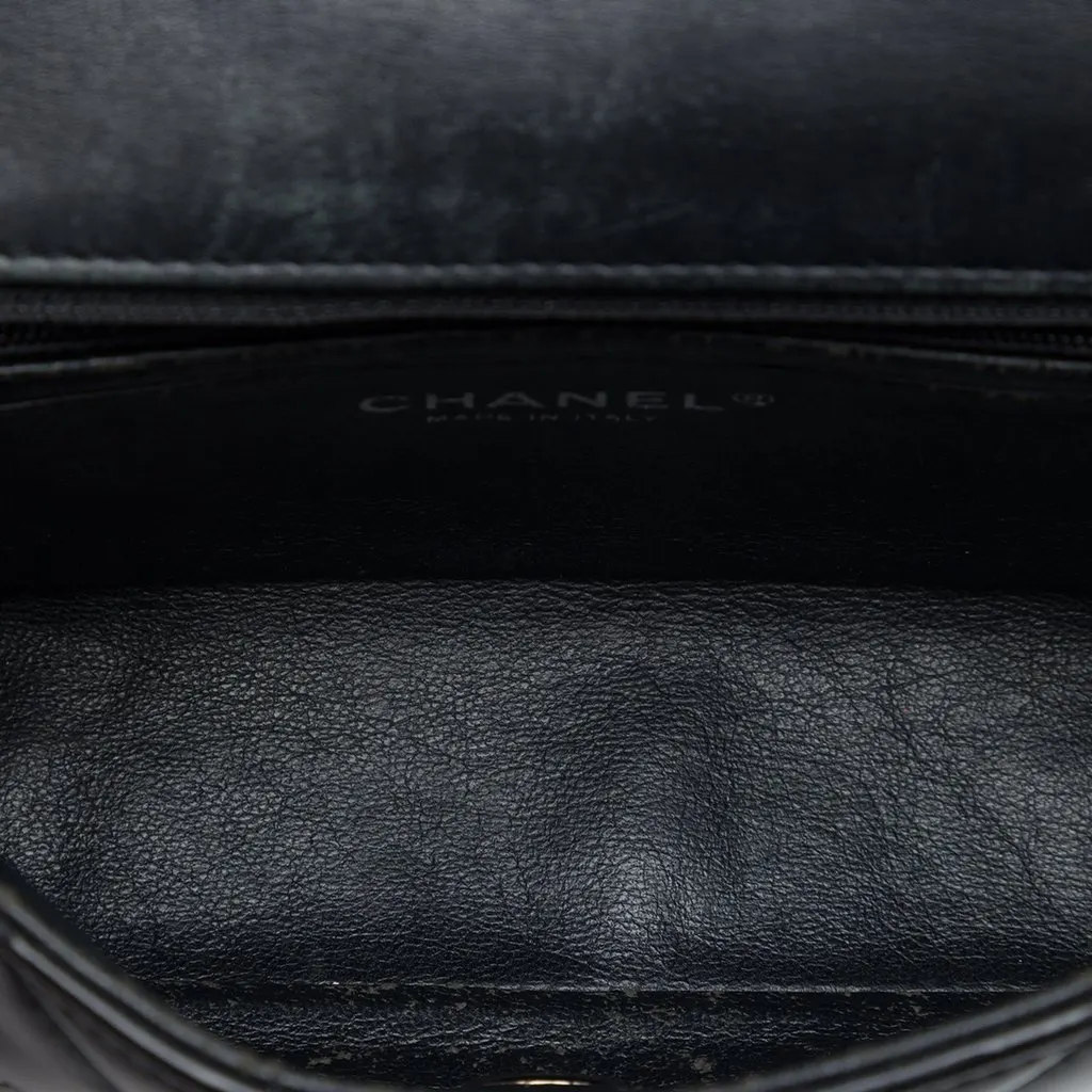 Chanel Mini Rectangular Classic Patent Single Flap Black Leather Good - Model View