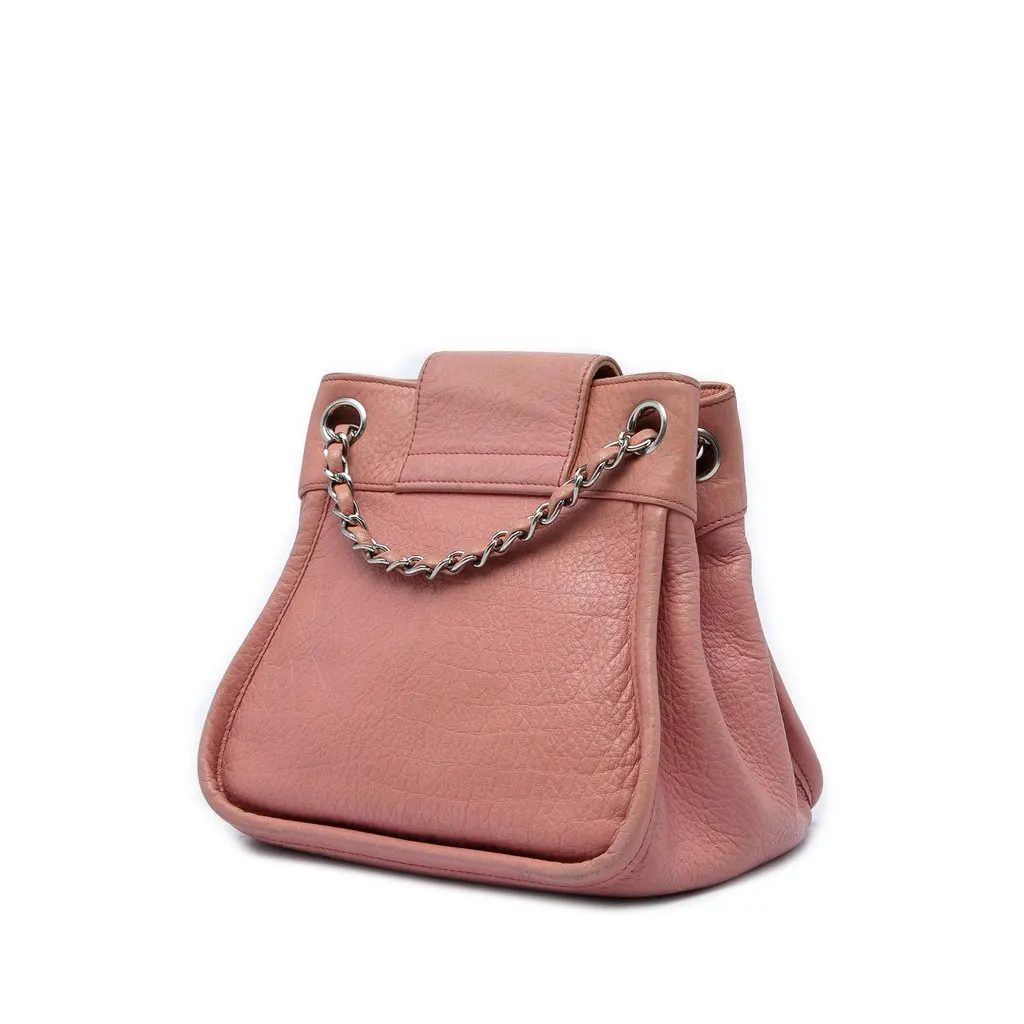 Chanel Grained Calfskin Reissue 2.55 Mademoiselle Accordion Shoulder Bag Pink Leather Very good - Back View