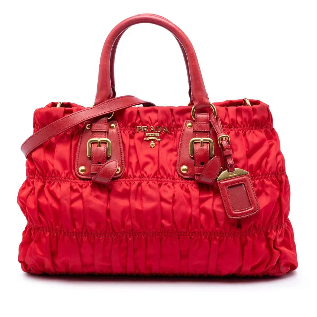 Prada Tessuto Gaufre Satchel Red Very good - Front View