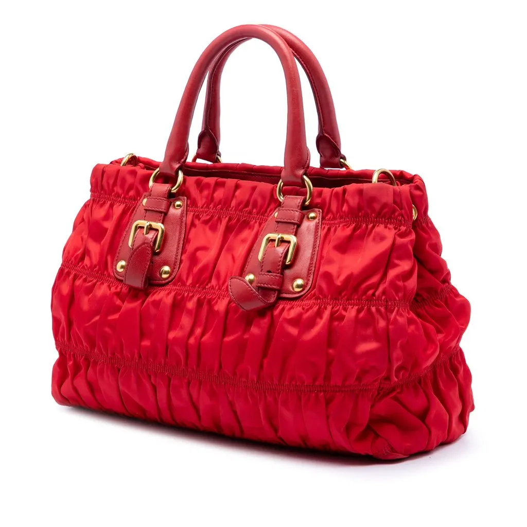 Prada Tessuto Gaufre Satchel Red Very good - Back View