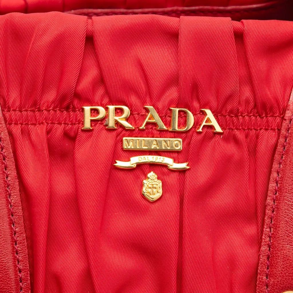 Prada Tessuto Gaufre Satchel Red Very good - Box View