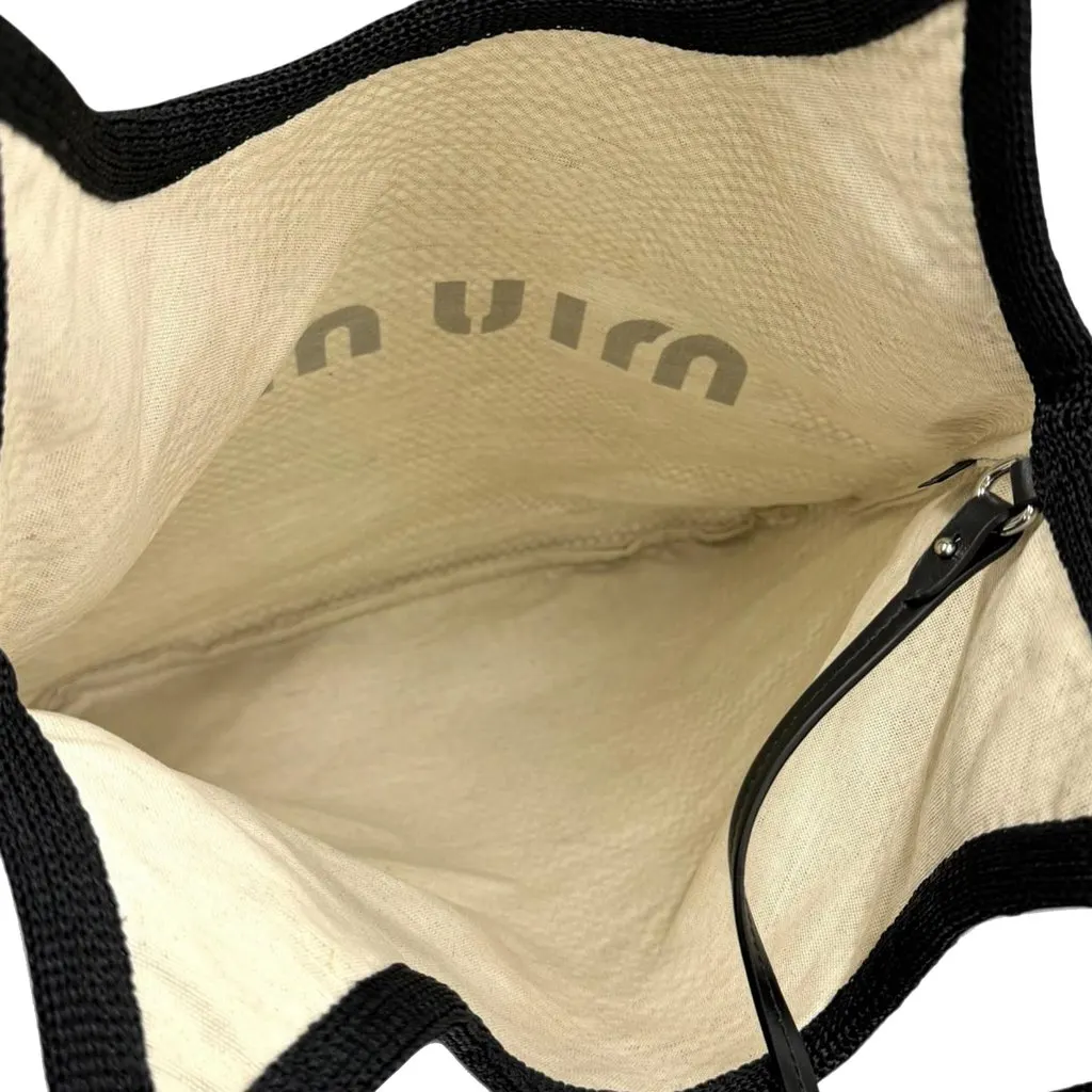 Miu Miu Raffia Mesh Ivy Tote Black Rattan Very good - Model View