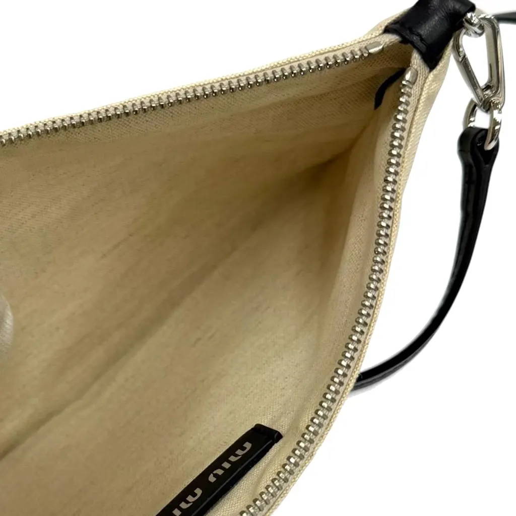 Miu Miu Raffia Mesh Ivy Tote Black Rattan Very good - Box View
