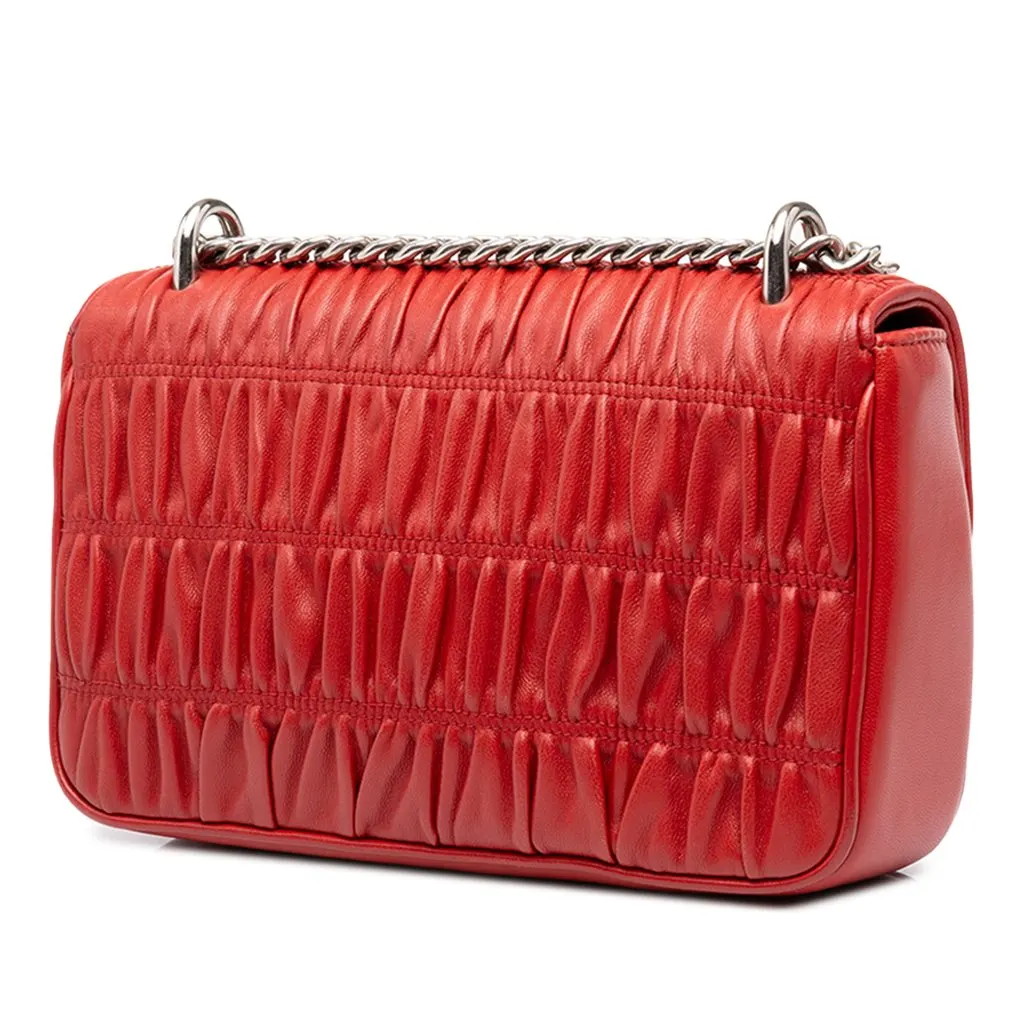 Prada Nappa Gaufre Chain Flap Red Leather Very good - Back View