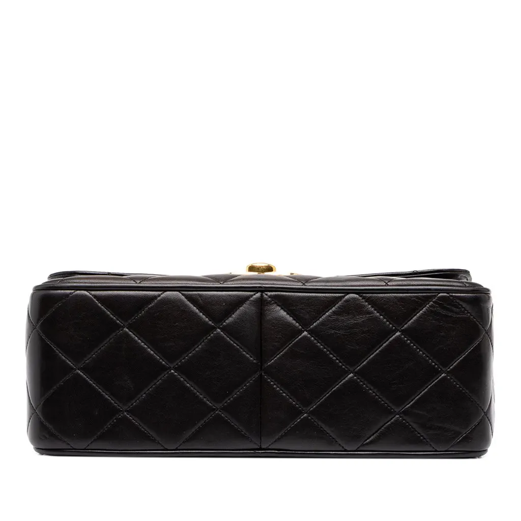 Chanel XL CC Quilted Lambskin Square Single Flap Black Leather Good - Inside View