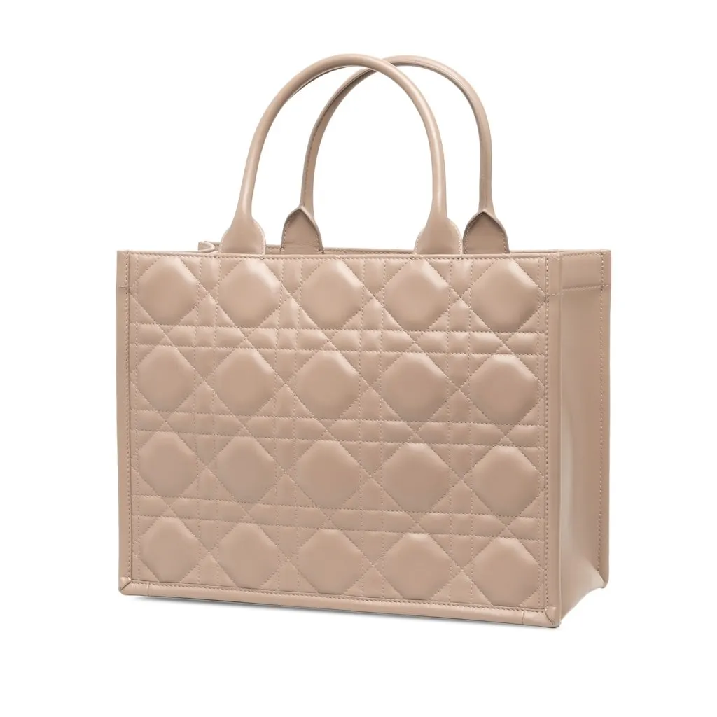 Dior Medium Calfskin Macrocannage Book Tote Beige Leather Good - Back View