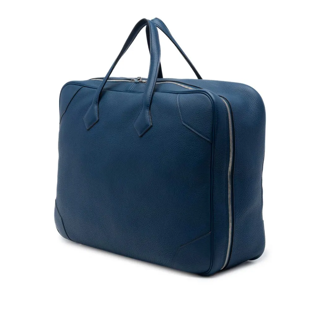Hermès Clemence Victoria 50 Blue Leather Good - Back View