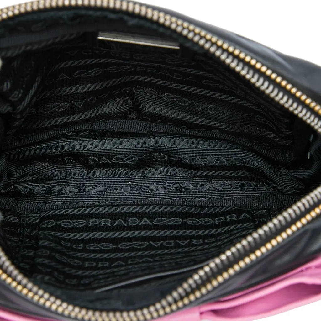 Prada Nappa Fiocco Bow Crossbody Black Leather Good - Model View