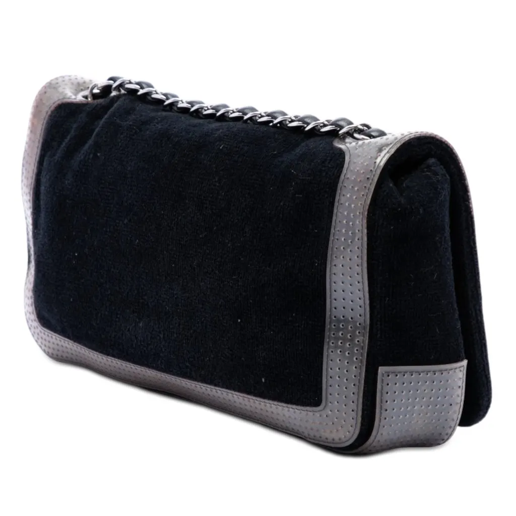 Chanel Terry Cloth CC Sport Line Shoulder Bag Black Very good - Back View