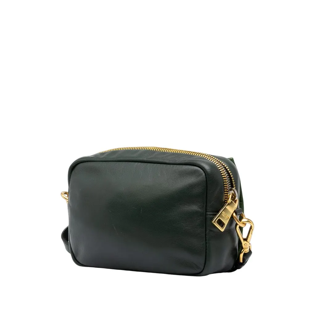 Prada Bicolor Nappa Fiocco Clutch on Strap Green Leather Good - Back View