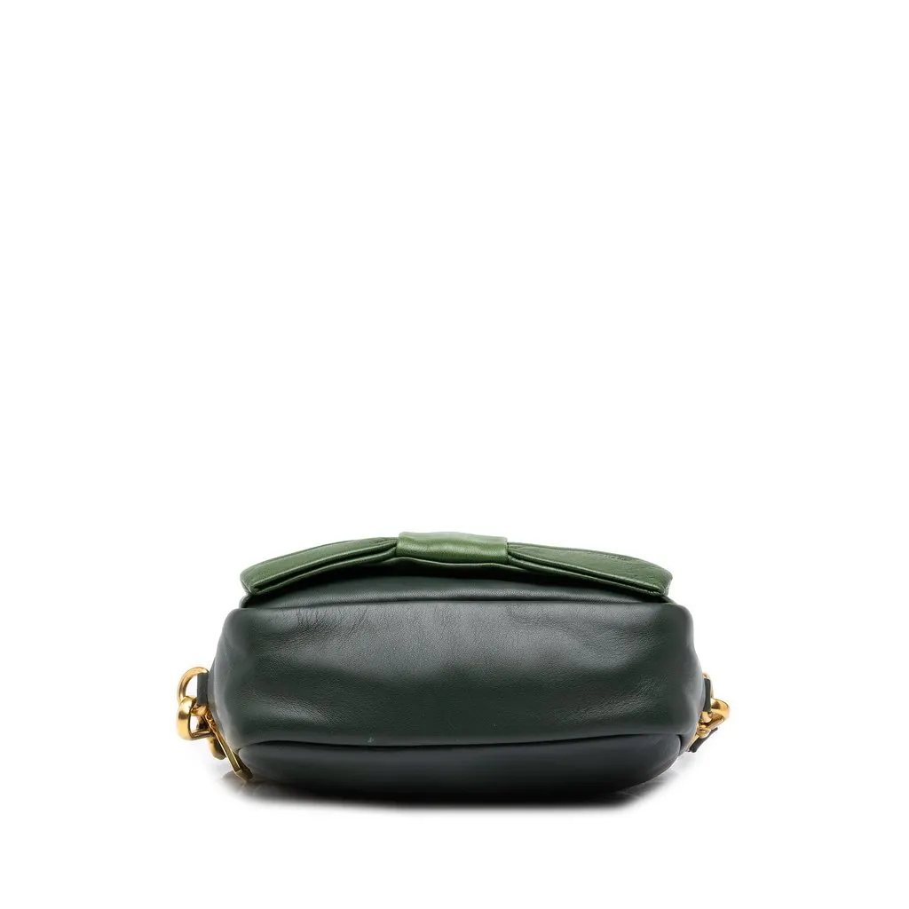 Prada Bicolor Nappa Fiocco Clutch on Strap Green Leather Good - Inside View