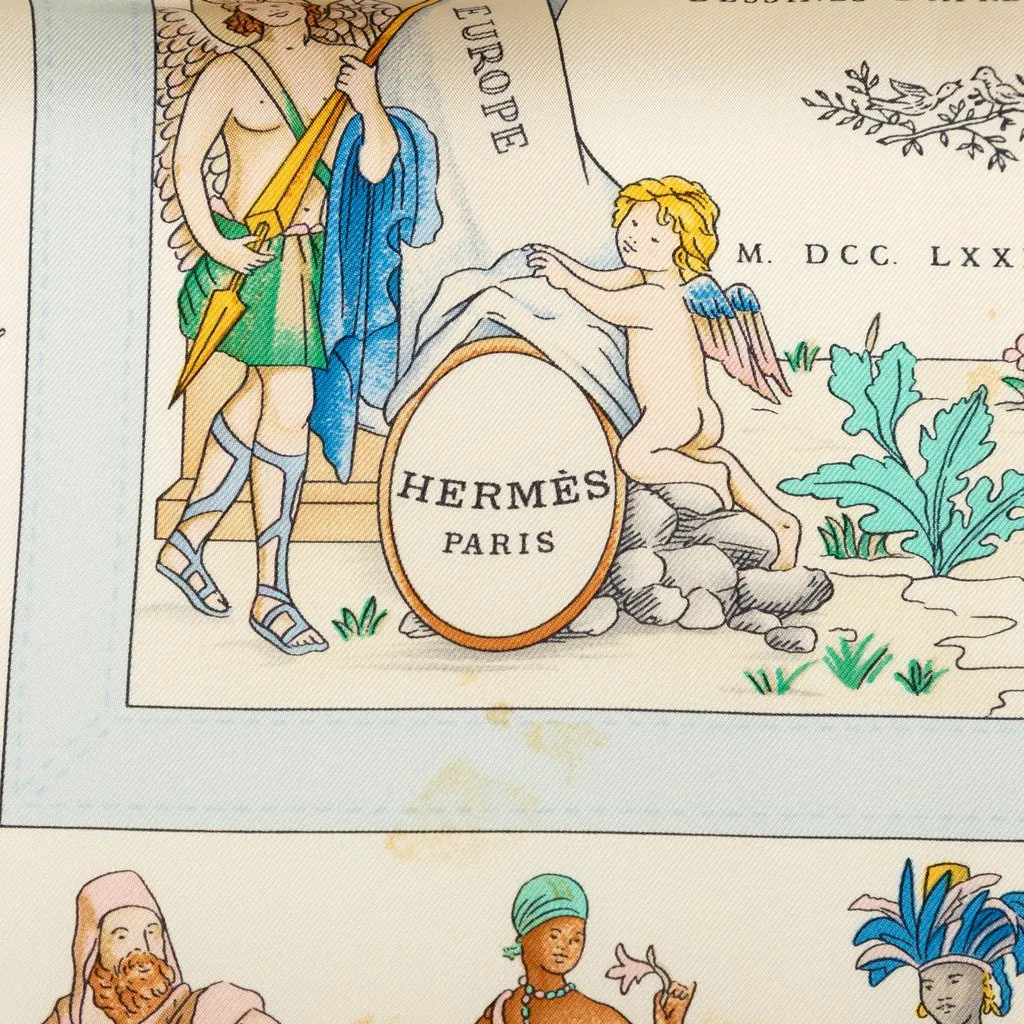 Hermès Costumes Civils Actuels Silk Scarf 90 White Silk Very good - Inside View