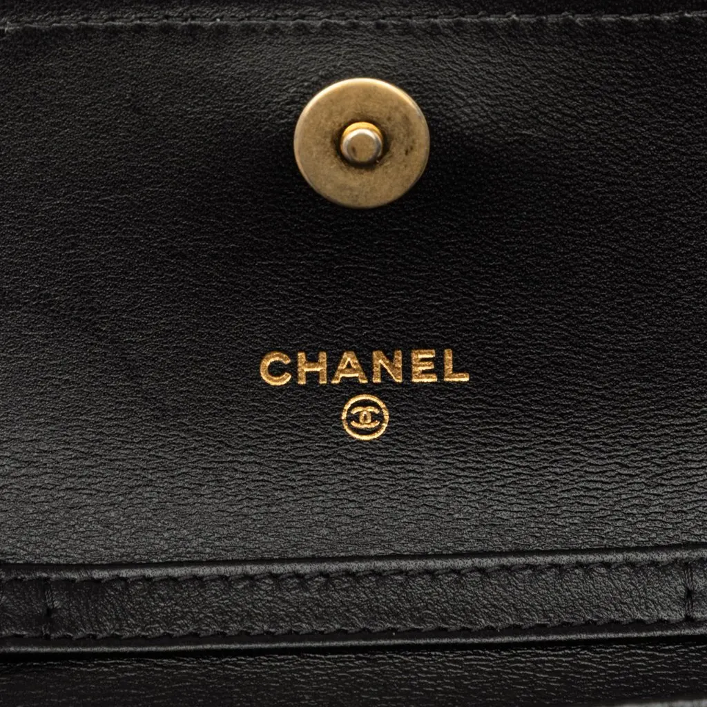 Chanel CC Metallic Calfskin Clutch With Chain Black Leather Very good - Box View