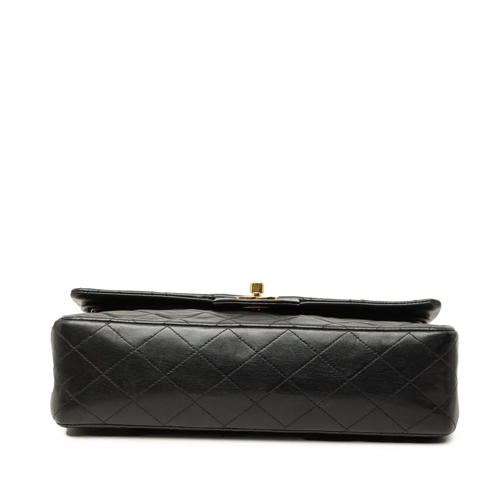 Chanel Medium Classic Lambskin Double Flap Black Leather Good - Inside View