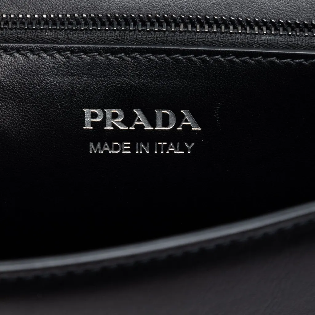 Prada Saffiano Trimmed Studded City Calf Elektra Crossbody Black Leather Very good - Box View