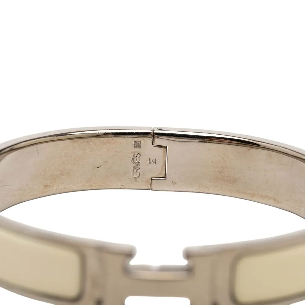 Hermès Narrow Enamel Clic H Bracelet PM White Enamel Very good - Model View